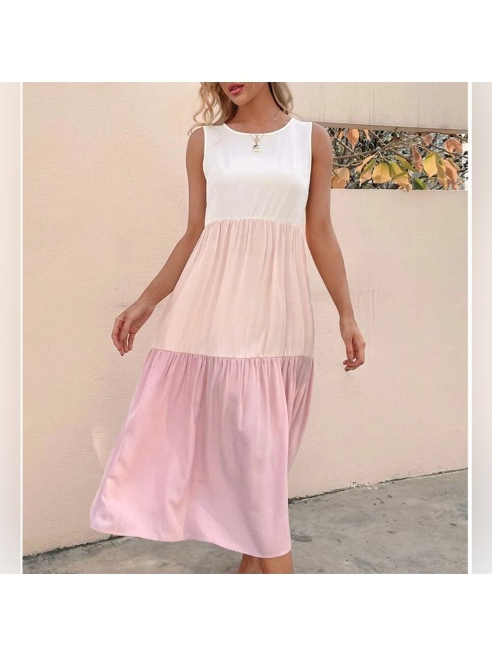 Boho Color Block Smock Dress